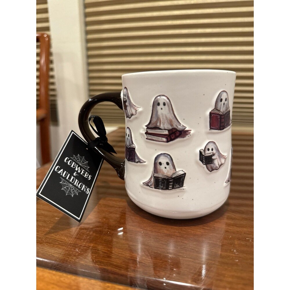 NEW Cobwebs & Cauldrons Halloween Ghost and Books Mugs Set of 3 - Picture 2 of 7